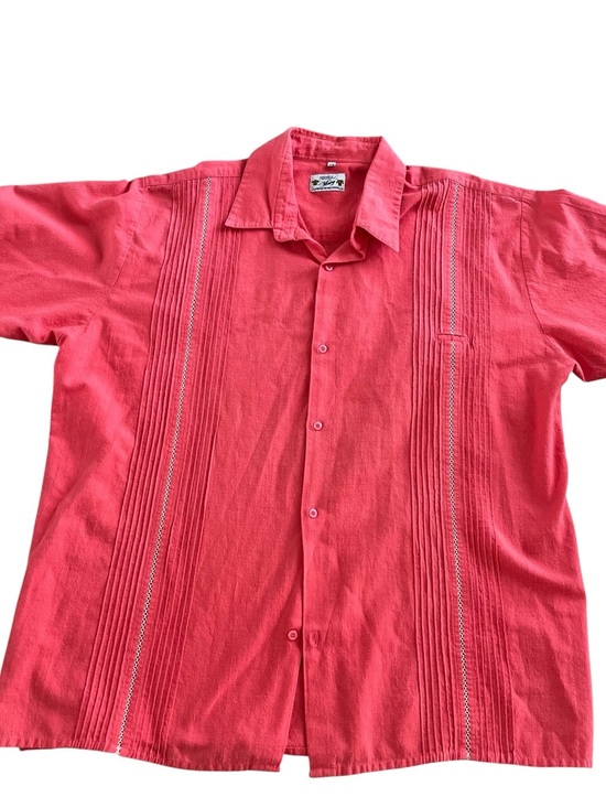 Mary Mexico Other - Guayabera Meridia Mexico Coral Cotton Shirt Men’s 46 Mary Brand Vintage